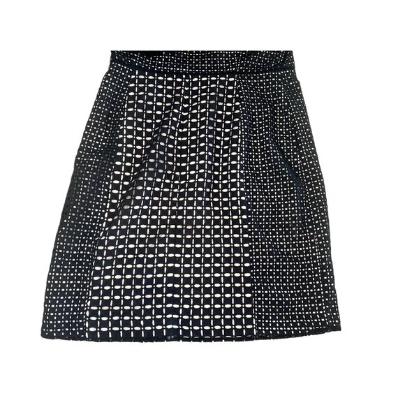 J.Crew Collection One Shoulder Mini Dress Womens Black 12 Eyelet Lace Ruffle - Picture 13 of 16